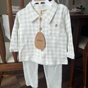 Rabbit Bear Organic Cotton 6-9 month shirt/pants, NWT